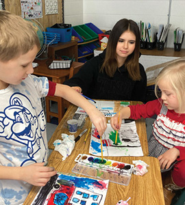 Students painting