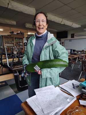 Mrs. Katers holding her zucchini