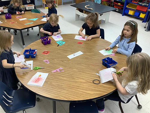Students doing crafts