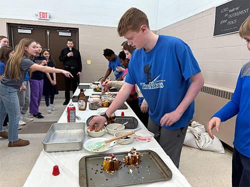 Students making snacks