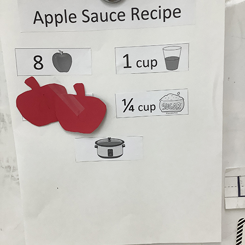 Applesauce recipe on the board