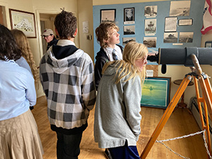Sixth grade students in inside the Maritime Museum