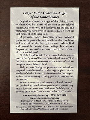 Close up of prayer card