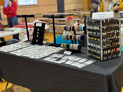 Display table with jewelry items