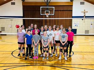 Volleyball team lined up