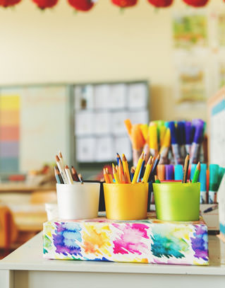 Art supplies on a table