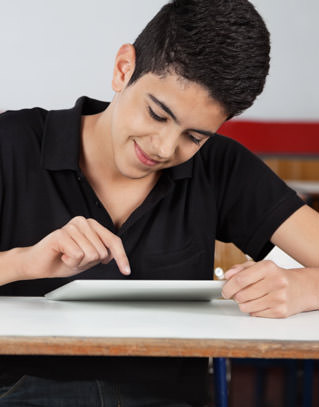 Student using a tablet computer